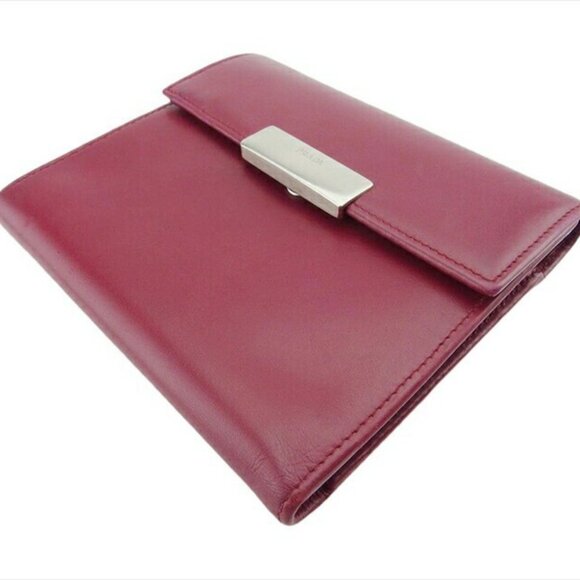 PRADA triple -fold wallet leather x silver material Authentic USED - Picture 5 of 11